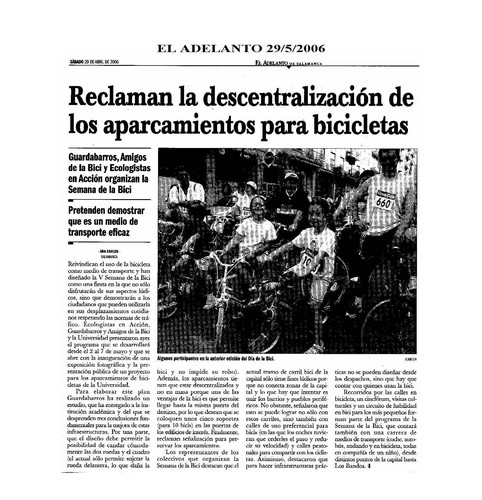  Dossier Prensa 2006. Guardabarros. Comité de Bici Urbana Salamanca.